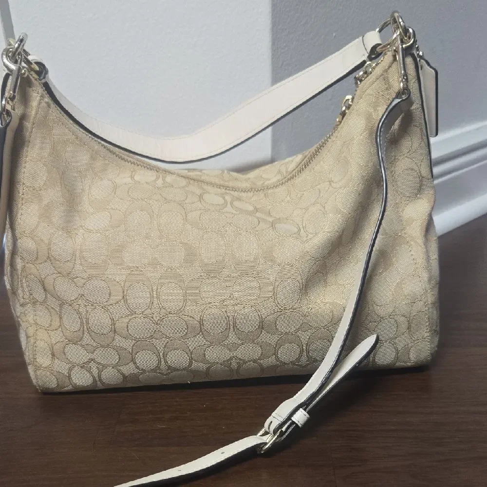 Coach Beige Signature Shoulder Bag